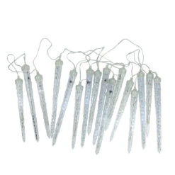 16ct Transparent Dripping Icicles Snowfall Christmas Light Tubes - 14.25 Ft Clear Wire