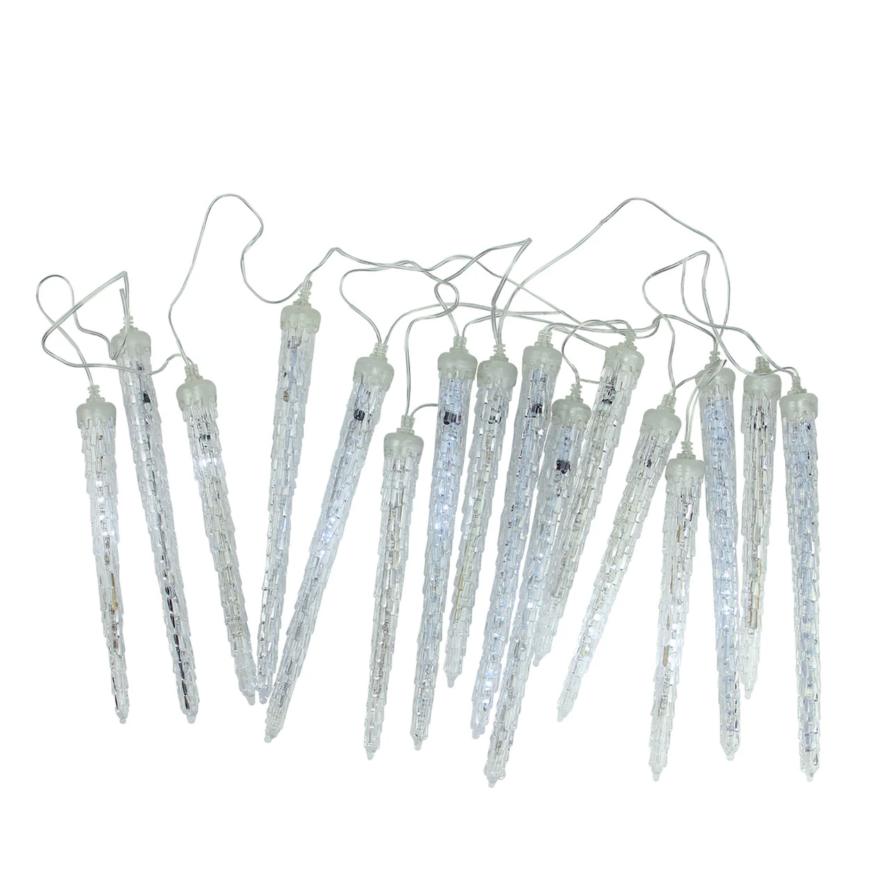 16ct Transparent Dripping Icicles Snowfall Christmas Light Tubes - 14.25 Ft Clear Wire 1 16ct Transparent Dripping Icicles Snowfall Christmas Light Tubes - 14.25 Ft Clear Wire