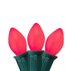 25-Count Opaque Pink C7 Christmas Lights Set, 24ft Green Wire