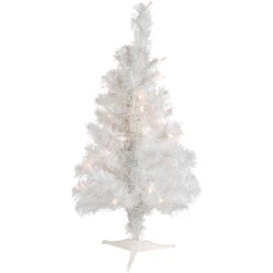 2' Pre-Lit Slim Tinsel Artificial Christmas Tree- Clear Lights
