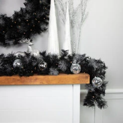 6' Pre-Lit Black Artificial Christmas Garland With Timer - Warm White LED Lights -Best Christmas Store northlight b83534 styled 2201 29751.1684767925
