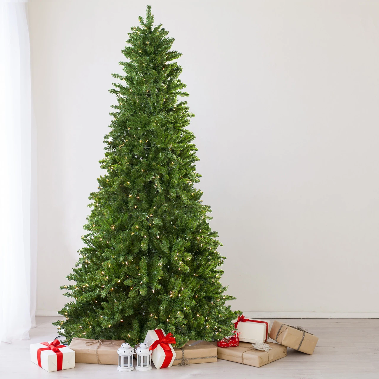 9' Pre-Lit Slim Eastern Pine Artificial Christmas Tree - Clear Lights 2 9' Pre-Lit Slim Eastern Pine Artificial Christmas Tree - Clear Lights - Image 2