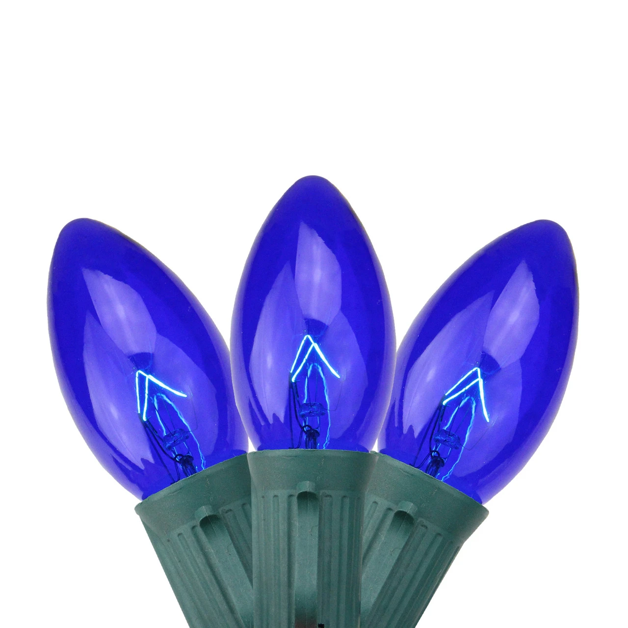 25 Blue Transparent C9 Christmas Lights - 24 Ft Green Wire 1 25 Blue Transparent C9 Christmas Lights - 24 Ft Green Wire