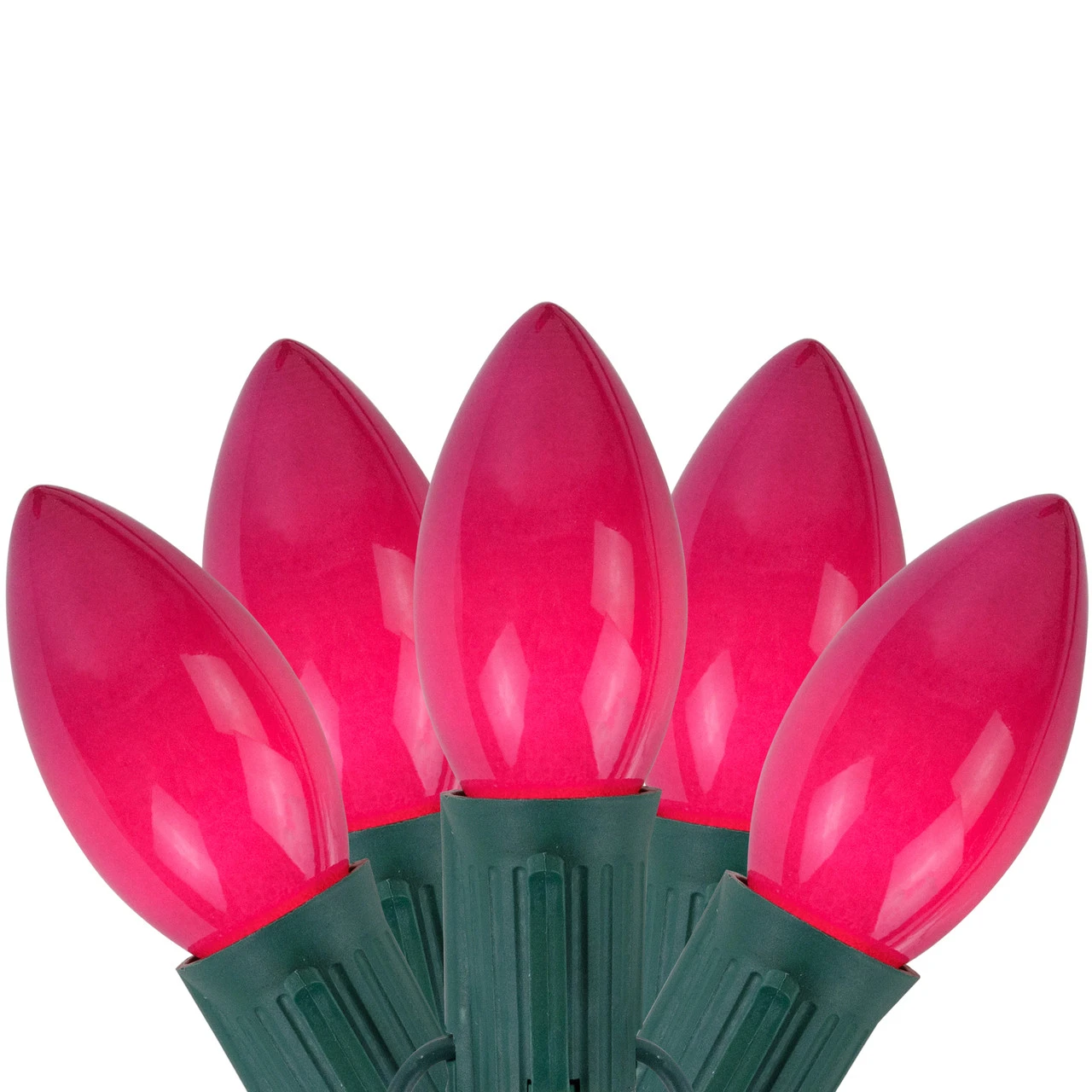 25-Count Opaque Fuchsia Pink C9 Christmas Light Set, 24ft Green Wire 1 25-Count Opaque Fuchsia Pink C9 Christmas Light Set, 24ft Green Wire