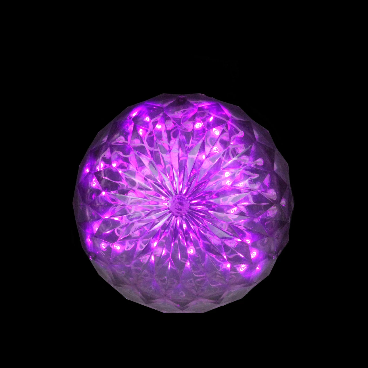 6" Purple LED Christmas Crystal Sphere Hanging Outdoor Decor 2 6" Purple LED Christmas Crystal Sphere Hanging Outdoor Decor - Image 2