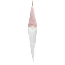 24" Plush Pink And White Holiday Collections Hanging Gnome Christmas Ornament
