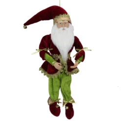 18" Red And Green Whimsical Elf Christmas Decor Figurine