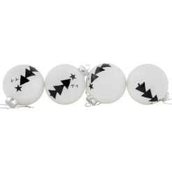 4ct White Glass Ball Ornaments With Black Christmas Trees 3" -Best Christmas Store northlight eb94511 4 18440.1671114552