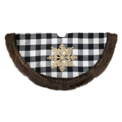 48" Black And White Buffalo Plaid Christmas Tree Skirt With Burlap Snowflake 7 48" Black And White Buffalo Plaid Christmas Tree Skirt With Burlap Snowflake -Best Christmas Store northlight fo26662 4 24867.1667530450