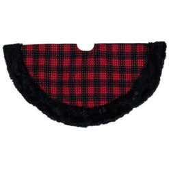 48" Red And Black Plaid With Polka Dots Christmas Tree Skirt -Best Christmas Store northlight fo26683 2 29277.1667530453