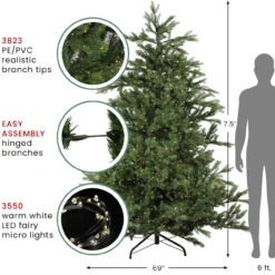 7.5' Pre-Lit Full Oregon Noble Fir Artificial Christmas Tree - Warm White LED Lights -Best Christmas Store northlight gb15590 thumbnail 2updated 98235.1667488151