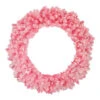 Pre-Lit Flocked Pink Artificial Christmas Wreath - 36 Inch, Clear Lights