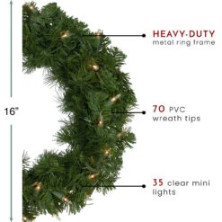 Deluxe Windsor Pine Artificial Christmas Wreath - 16-Inch, Clear Lights -Best Christmas Store northlight gb20yww816 gr thumbnail 40438.1667573686