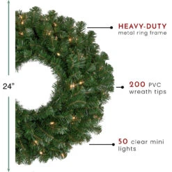 Pre-Lit Windsor Pine Artificial Christmas Wreath - 24-Inch, Clear Lights -Best Christmas Store northlight gb20yww824 gr thumbnail updated 72668.1667597452