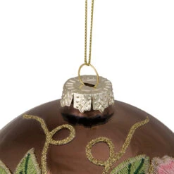 2-Finish Brown And Pink Floral Applique Glass Christmas Ball Ornament 5" (125mm) -Best Christmas Store northlight gb26171 1 updated 80786.1667572581