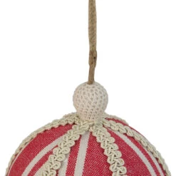Red Striped And Ribboned Christmas Ball Ornament 6.75" (170mm) 5 Red Striped And Ribboned Christmas Ball Ornament 6.75" (170mm) -Best Christmas Store northlight gb28218 2 86052.1667529965