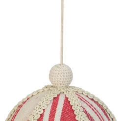 6" White And Red Striped Ball Christmas Ornament With Rope Accent -Best Christmas Store northlight gb28220 2 48978.1667531243