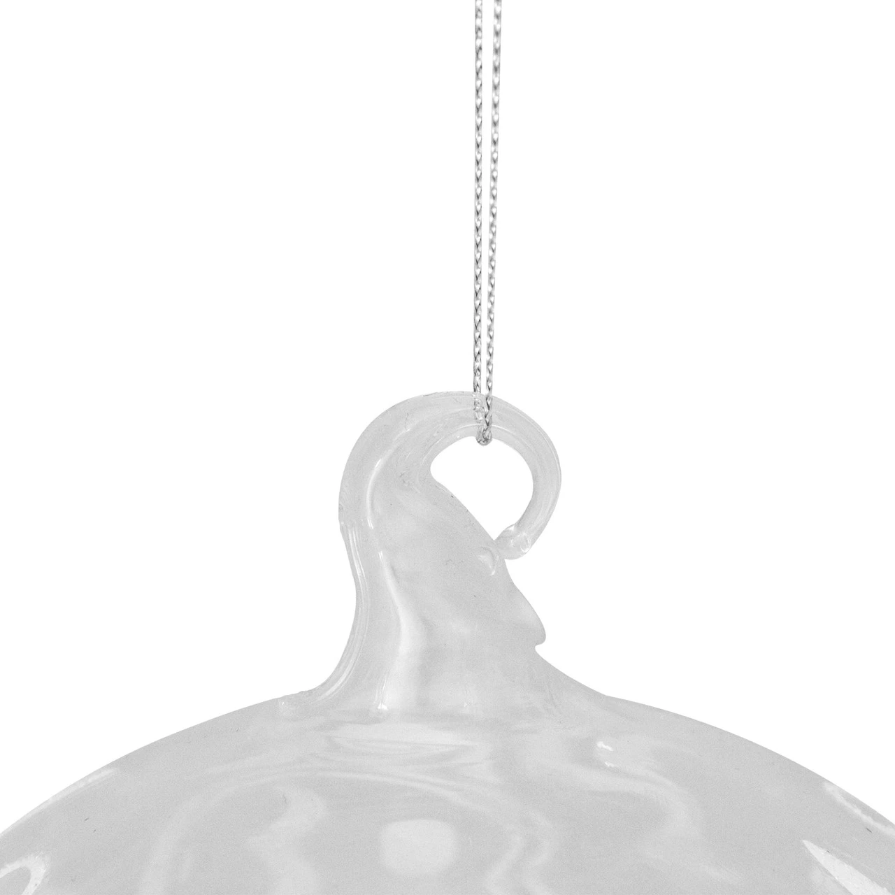 Clear And White Glass Merry Christmas Ball Ornament 6" (150mm) 3 Clear And White Glass Merry Christmas Ball Ornament 6" (150mm) - Image 3
