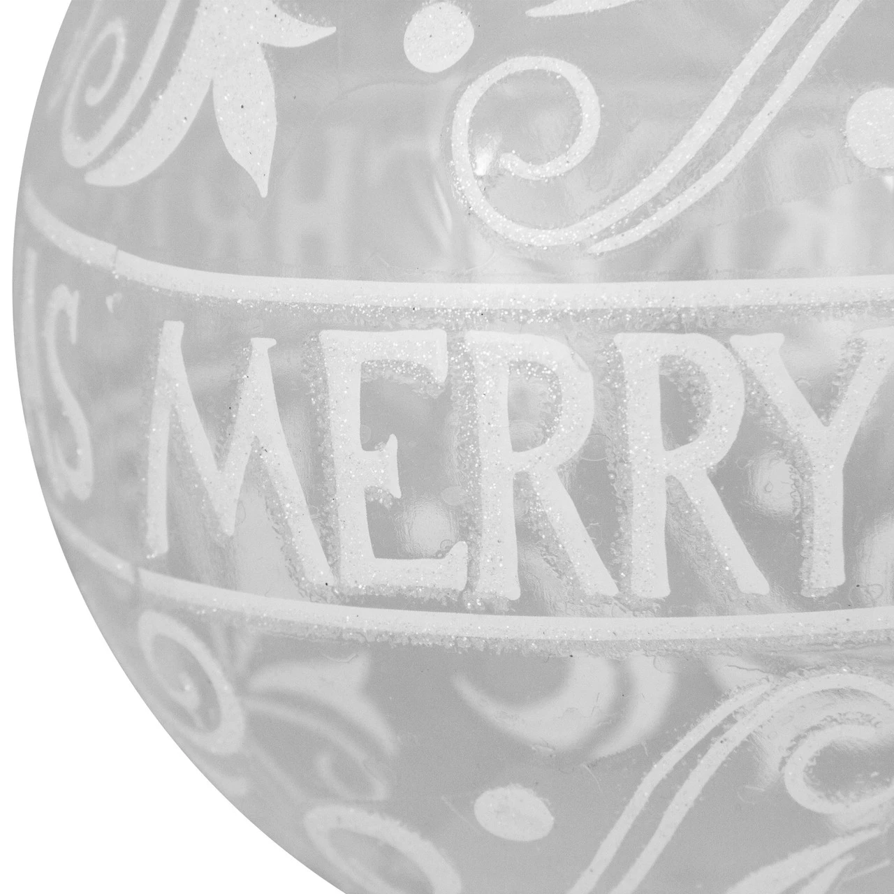 Clear And White Glass Merry Christmas Ball Ornament 6" (150mm) 4 Clear And White Glass Merry Christmas Ball Ornament 6" (150mm) - Image 4