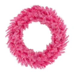 36" Pre-Lit Pink Spruce Artificial Christmas Wreath, Pink Lights