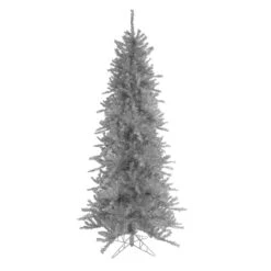 9โ Silver Tinsel Slim Artificial Christmas Tree - Unlit