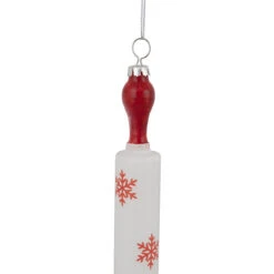 7.25" Red Snowflakes Rolling Pin Glass Christmas Ornament -Best Christmas Store northlight gb94422 sample 2 97477.1669922413