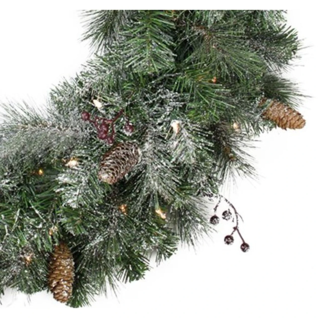 Pre-Lit Frosted Arctic Mist Pine Artificial Christmas Wreath - 30-Inch, Clear Lights 2 Pre-Lit Frosted Arctic Mist Pine Artificial Christmas Wreath - 30-Inch, Clear Lights - Image 2
