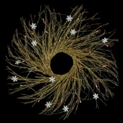 28" Pre-lit Gold Glittered Artificial Twig Christmas Wreath, Warm White LED Lights 7 28" Pre-lit Gold Glittered Artificial Twig Christmas Wreath, Warm White LED Lights -Best Christmas Store northlight h36276 on20black 91169.1681147204