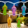 10-Count Summer Flip Flop Novelty String Christmas Light Set, 7.25ft White Wire