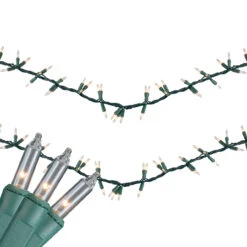 300-Count Clear Mini Christmas Light Garland Set, 18ft Green Wire