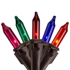 100ct Multi-Color Mini Christmas Lights - 35ft, Brown Wire