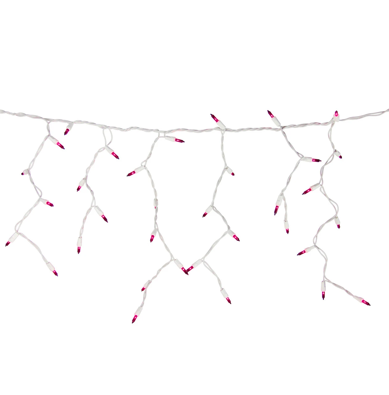 100 Count Pink Mini Icicle Christmas Lights - 3.5 Ft White Wire 3 100 Count Pink Mini Icicle Christmas Lights - 3.5 Ft White Wire - Image 3