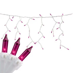 100 Count Purple Mini Icicle Christmas Lights - 3.5 Ft White Wire