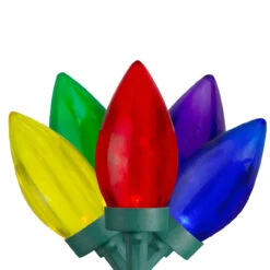 50 Count Multi-Color Transparent LED C9 Christmas Lights, 17 Ft Green Wire