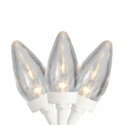 25 Count Warm White LED C7 Christmas Lights, 16 Ft White Wire
