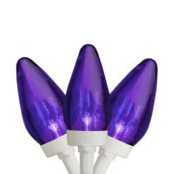 25 Count Purple LED C7 Christmas Lights, 16 Ft White Wire