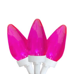 25 Count Pink LED C7 Christmas Lights, 16 Ft White Wire