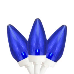 25 Count Blue LED C7 Christmas Lights, 16 Ft White Wire