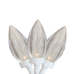25 Count Warm White LED C9 Christmas Lights, 16 Ft White Wire