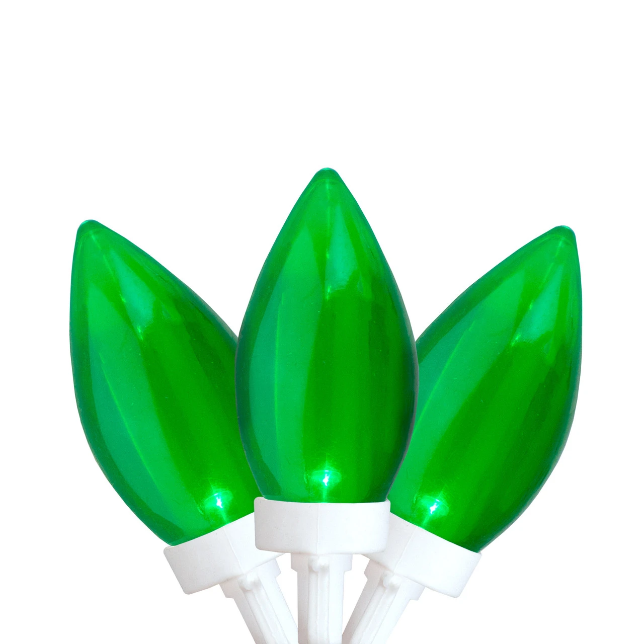 25 Count Green LED C9 Christmas Lights, 16 Ft White Wire 1 25 Count Green LED C9 Christmas Lights, 16 Ft White Wire