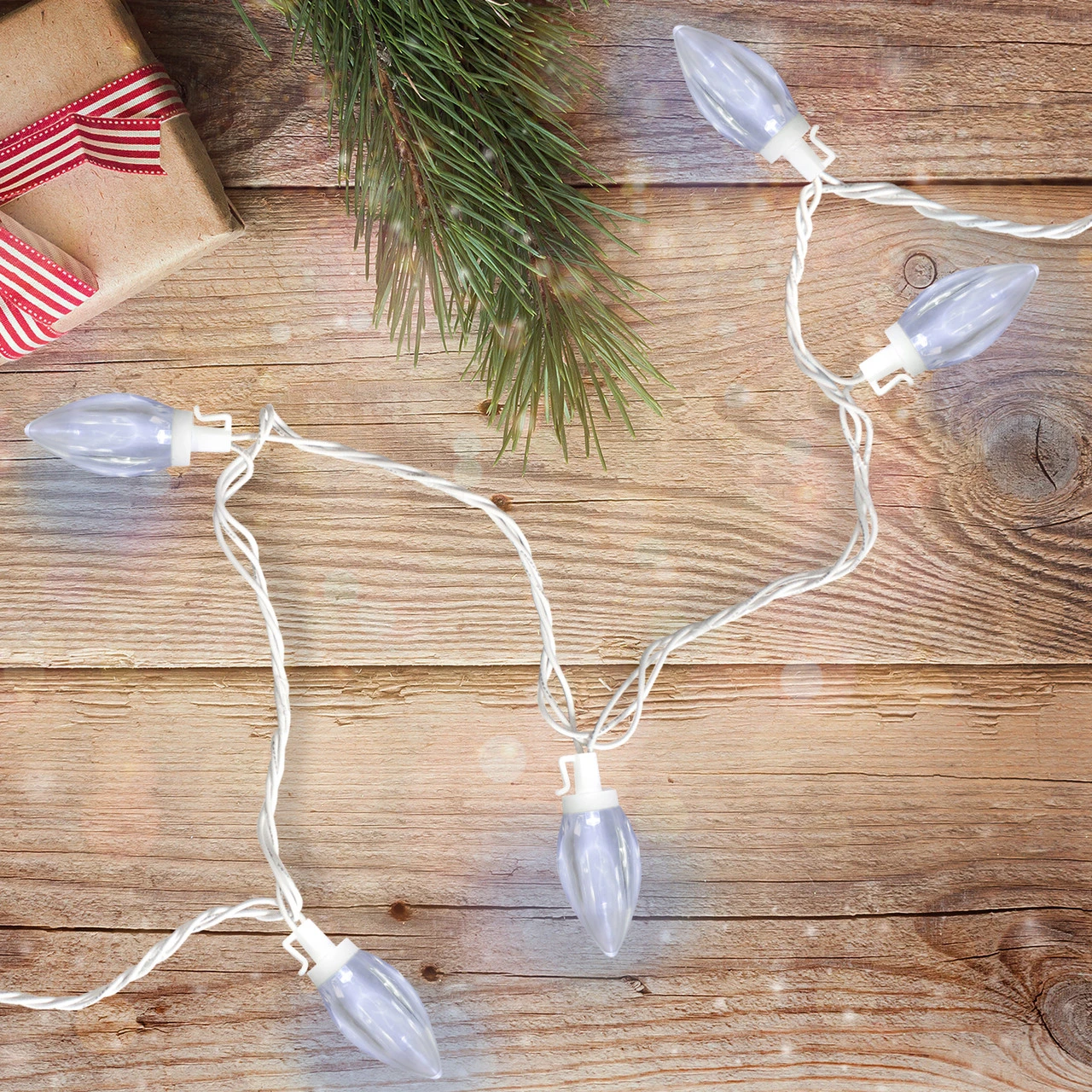 25 Count Pure White LED C9 Christmas Lights, 16 Ft White Wire 2 25 Count Pure White LED C9 Christmas Lights, 16 Ft White Wire - Image 2