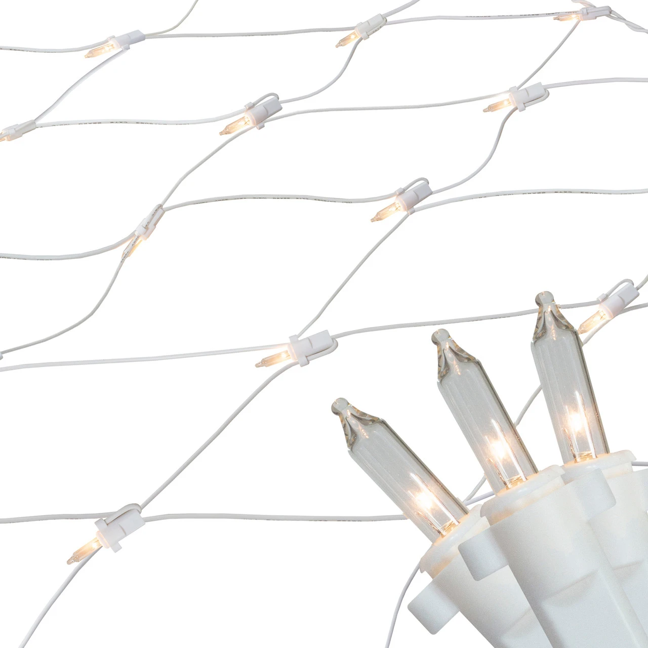 4' X 6' Clear Mini Net Style Christmas Lights, White Wire 1 4' X 6' Clear Mini Net Style Christmas Lights, White Wire