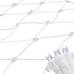 2' X 8' Pure White LED Wide Angle Net Style Column Wrap Christmas Lights, White Wire