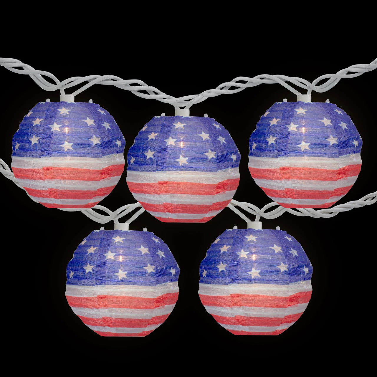 10-Count American Flag 4th Of July Paper Lantern Lights, 8.5ft White Wire 3 10-Count American Flag 4th Of July Paper Lantern Lights, 8.5ft White Wire - Image 3