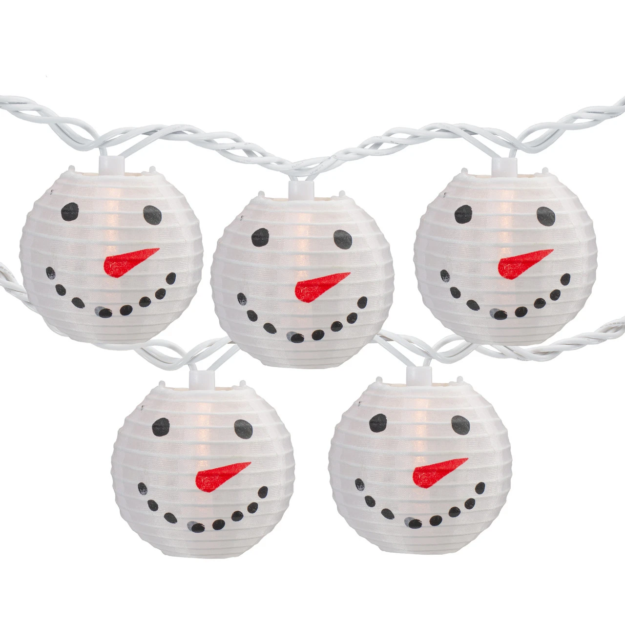 10-Count White Snowman Paper Lantern Christmas Lights, 8.5ft White Wire 2 10-Count White Snowman Paper Lantern Christmas Lights, 8.5ft White Wire - Image 2