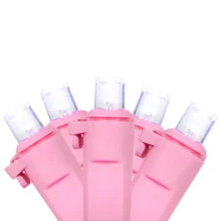 100-Count Pure White LED Wide Angle Christmas Lights, 33ft Pink Wire