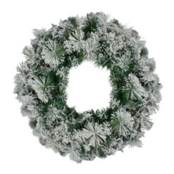 Pre-Lit Flocked Somerset Spruce Artificial Christmas Wreath - 36-Inch, Clear Lights