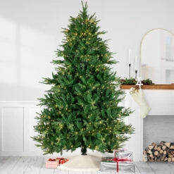 9' Pre-Lit Juniper Pine Artificial Christmas Tree, Warm White LED Lights