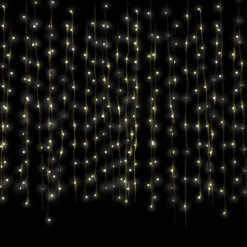 300 LED Warm White Curtain Christmas Lights - 10' Clear Wire