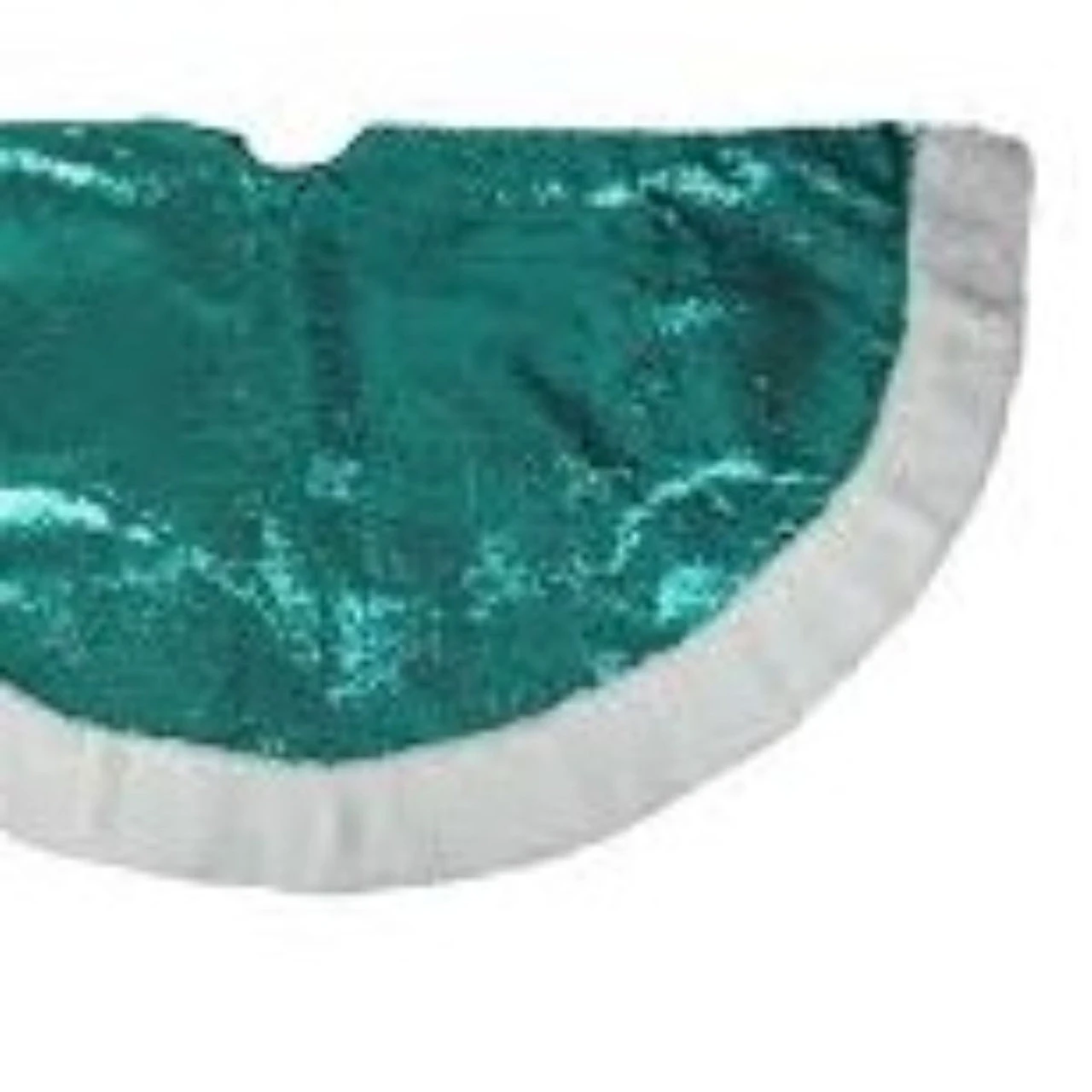 47" Green And White Paillette Sequins Christmas Tree Skirt 3 47" Green And White Paillette Sequins Christmas Tree Skirt - Image 3